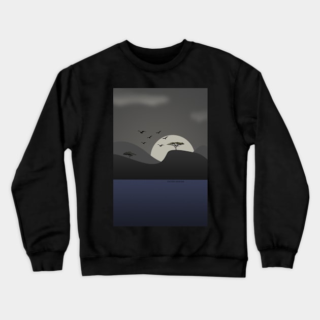 Nature's Night View - The Digital Artwork Crewneck Sweatshirt by tatzkirosales-shirt-store